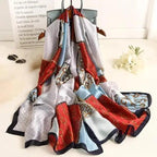 New Women Autumn Winter Fashion Silk Scarf Shawl Beach Headband Female Casual Wear Beach Friendly Spring Silk Scarf Flower Print Silk Scarves Shawls and Wraps Long Size Beach Stoles Stevvex