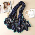 New Women Autumn Winter Fashion Silk Scarf Shawl Beach Headband Female Casual Wear Beach Friendly Spring Silk Scarf Flower Print Silk Scarves Shawls and Wraps Long Size Beach Stoles Stevvex