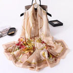 New Women Autumn Winter Fashion Silk Scarf Shawl Beach Headband Female Casual Wear Beach Friendly Spring Silk Scarf Flower Print Silk Scarves Shawls and Wraps Long Size Beach Stoles Stevvex