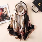 New Women Autumn Winter Fashion Silk Scarf Shawl Beach Headband Female Casual Wear Beach Friendly Spring Silk Scarf Flower Print Silk Scarves Shawls and Wraps Long Size Beach Stoles Stevvex