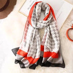New Women Autumn Winter Fashion Silk Scarf Shawl Beach Headband Female Casual Wear Beach Friendly Spring Silk Scarf Flower Print Silk Scarves Shawls and Wraps Long Size Beach Stoles Stevvex