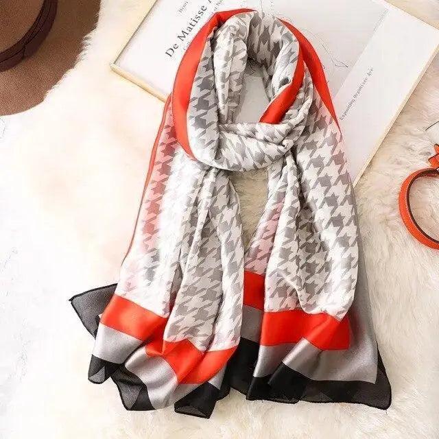 New Women Autumn Winter Fashion Silk Scarf Shawl Beach Headband Female Casual Wear Beach Friendly Spring Silk Scarf Flower Print Silk Scarves Shawls and Wraps Long Size Beach Stoles Stevvex
