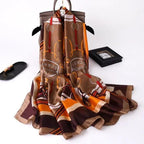 New Women Autumn Winter Fashion Silk Scarf Shawl Beach Headband Female Casual Wear Beach Friendly Spring Silk Scarf Flower Print Silk Scarves Shawls and Wraps Long Size Beach Stoles Stevvex