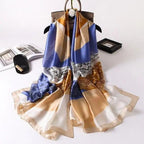 New Women Autumn Winter Fashion Silk Scarf Shawl Beach Headband Female Casual Wear Beach Friendly Spring Silk Scarf Flower Print Silk Scarves Shawls and Wraps Long Size Beach Stoles Stevvex