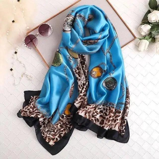New Women Autumn Winter Fashion Silk Scarf Shawl Beach Headband Female Casual Wear Beach Friendly Spring Silk Scarf Flower Print Silk Scarves Shawls and Wraps Long Size Beach Stoles Stevvex