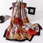 New Women Autumn Winter Fashion Silk Scarf Shawl Beach Headband Female Casual Wear Beach Friendly Spring Silk Scarf Flower Print Silk Scarves Shawls and Wraps Long Size Beach Stoles Stevvex