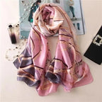 New Women Autumn Winter Fashion Silk Scarf Shawl Beach Headband Female Casual Wear Beach Friendly Spring Silk Scarf Flower Print Silk Scarves Shawls and Wraps Long Size Beach Stoles Stevvex