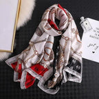 New Women Autumn Winter Fashion Silk Scarf Shawl Beach Headband Female Casual Wear Beach Friendly Spring Silk Scarf Flower Print Silk Scarves Shawls and Wraps Long Size Beach Stoles Stevvex