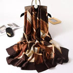 New Women Autumn Winter Fashion Silk Scarf Shawl Beach Headband Female Casual Wear Beach Friendly Spring Silk Scarf Flower Print Silk Scarves Shawls and Wraps Long Size Beach Stoles Stevvex