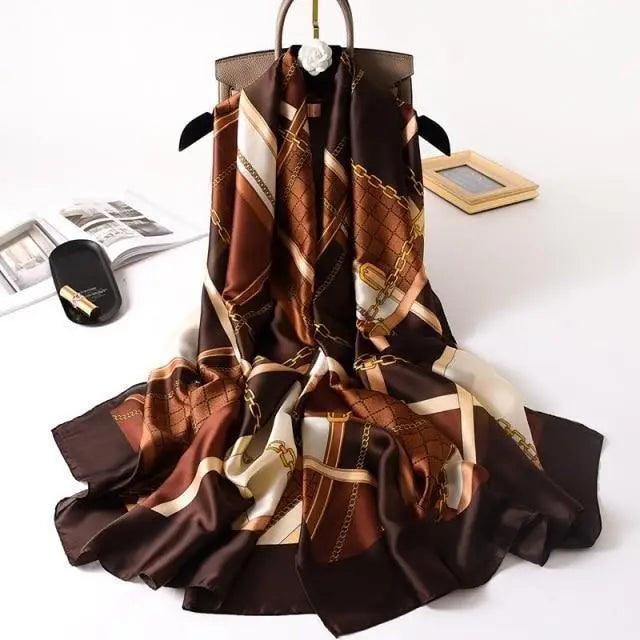 New Women Autumn Winter Fashion Silk Scarf Shawl Beach Headband Female Casual Wear Beach Friendly Spring Silk Scarf Flower Print Silk Scarves Shawls and Wraps Long Size Beach Stoles Stevvex
