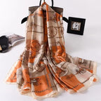 New Women Autumn Winter Fashion Silk Scarf Shawl Beach Headband Female Casual Wear Beach Friendly Spring Silk Scarf Flower Print Silk Scarves Shawls and Wraps Long Size Beach Stoles Stevvex