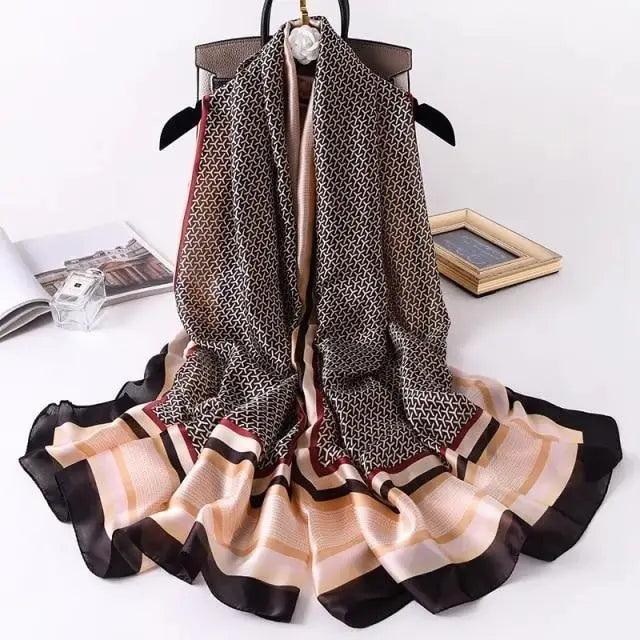 New Women Autumn Winter Fashion Silk Scarf Shawl Beach Headband Female Casual Wear Beach Friendly Spring Silk Scarf Flower Print Silk Scarves Shawls and Wraps Long Size Beach Stoles Stevvex