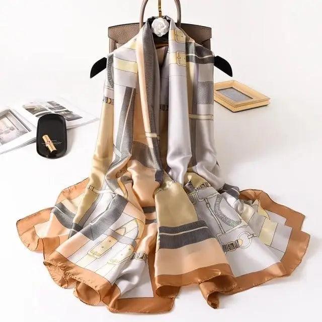 New Women Autumn Winter Fashion Silk Scarf Shawl Beach Headband Female Casual Wear Beach Friendly Spring Silk Scarf Flower Print Silk Scarves Shawls and Wraps Long Size Beach Stoles Stevvex