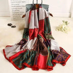 New Women Autumn Winter Fashion Silk Scarf Shawl Beach Headband Female Casual Wear Beach Friendly Spring Silk Scarf Flower Print Silk Scarves Shawls and Wraps Long Size Beach Stoles Stevvex