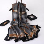 New Women Autumn Winter Fashion Silk Scarf Shawl Beach Headband Female Casual Wear Beach Friendly Spring Silk Scarf Flower Print Silk Scarves Shawls and Wraps Long Size Beach Stoles Stevvex