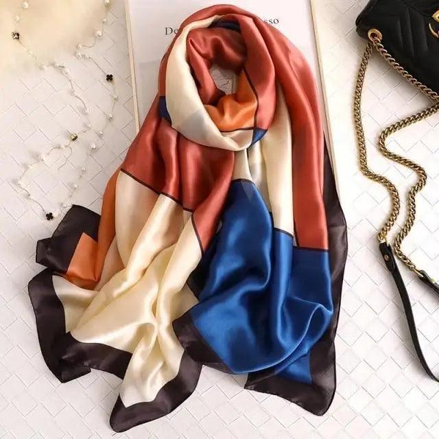 New Women Autumn Winter Fashion Silk Scarf Shawl Beach Headband Female Casual Wear Beach Friendly Spring Silk Scarf Flower Print Silk Scarves Shawls and Wraps Long Size Beach Stoles Stevvex