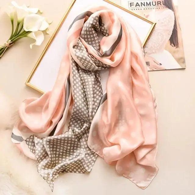 New Women Autumn Winter Fashion Silk Scarf Shawl Beach Headband Female Casual Wear Beach Friendly Spring Silk Scarf Flower Print Silk Scarves Shawls and Wraps Long Size Beach Stoles Stevvex