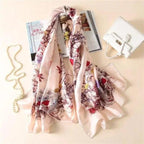 New Women Autumn Winter Fashion Silk Scarf Shawl Beach Headband Female Casual Wear Beach Friendly Spring Silk Scarf Flower Print Silk Scarves Shawls and Wraps Long Size Beach Stoles Stevvex