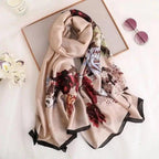 New Women Autumn Winter Fashion Silk Scarf Shawl Beach Headband Female Casual Wear Beach Friendly Spring Silk Scarf Flower Print Silk Scarves Shawls and Wraps Long Size Beach Stoles Stevvex