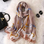 New Women Autumn Winter Fashion Silk Scarf Shawl Beach Headband Female Casual Wear Beach Friendly Spring Silk Scarf Flower Print Silk Scarves Shawls and Wraps Long Size Beach Stoles Stevvex
