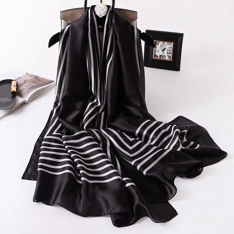 New Women Autumn Winter Fashion Silk Scarf Shawl Beach Headband Female Casual Wear Beach Friendly Spring Silk Scarf Flower Print Silk Scarves Shawls and Wraps Long Size Beach Stoles Stevvex