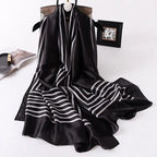 New Women Autumn Winter Fashion Silk Scarf Shawl Beach Headband Female Casual Wear Beach Friendly Spring Silk Scarf Flower Print Silk Scarves Shawls and Wraps Long Size Beach Stoles Stevvex