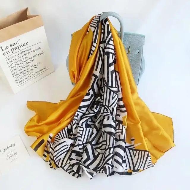 New Women Autumn Winter Fashion Silk Scarf Shawl Beach Headband Female Casual Wear Beach Friendly Spring Silk Scarf Flower Print Silk Scarves Shawls and Wraps Long Size Beach Stoles Stevvex
