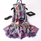 New Women Autumn Winter Fashion Silk Scarf Shawl Beach Headband Female Casual Wear Beach Friendly Spring Silk Scarf Flower Print Silk Scarves Shawls and Wraps Long Size Beach Stoles Stevvex