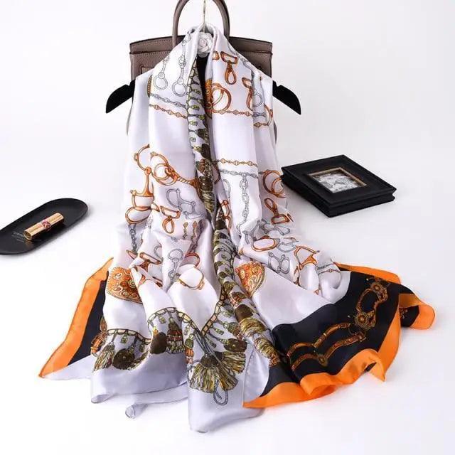 New Women Autumn Winter Fashion Silk Scarf Shawl Beach Headband Female Casual Wear Beach Friendly Spring Silk Scarf Flower Print Silk Scarves Shawls and Wraps Long Size Beach Stoles Stevvex
