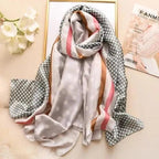 New Women Autumn Winter Fashion Silk Scarf Shawl Beach Headband Female Casual Wear Beach Friendly Spring Silk Scarf Flower Print Silk Scarves Shawls and Wraps Long Size Beach Stoles Stevvex