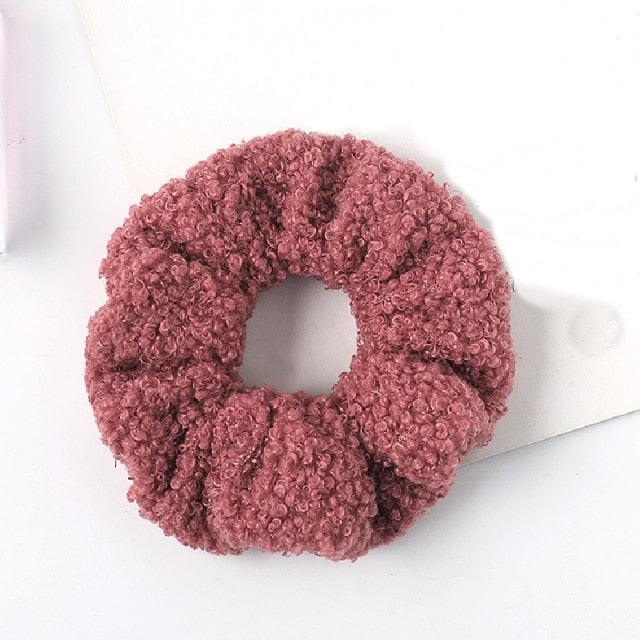 New Women Cute Teddy Velvet Scrunchies Elastic Hair Band Faux Fur Hair Rope Girl's Hair Tie Accessories Ponytail Holder Accessories for Women And Girls Stevvex
