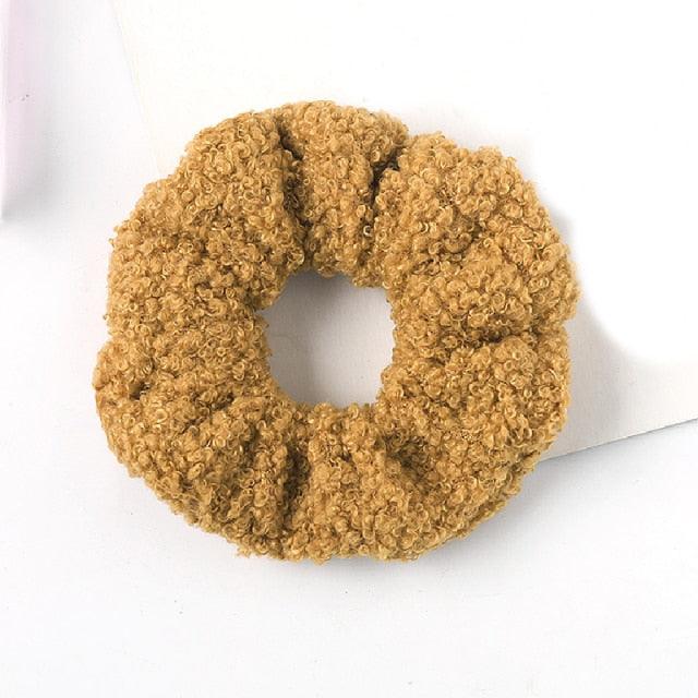 New Women Cute Teddy Velvet Scrunchies Elastic Hair Band Faux Fur Hair Rope Girl's Hair Tie Accessories Ponytail Holder Accessories for Women And Girls Stevvex