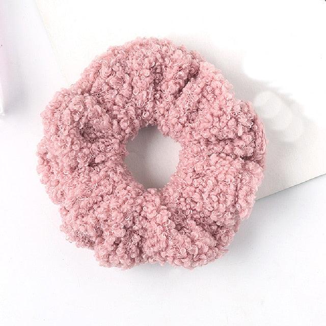 New Women Cute Teddy Velvet Scrunchies Elastic Hair Band Faux Fur Hair Rope Girl's Hair Tie Accessories Ponytail Holder Accessories for Women And Girls Stevvex