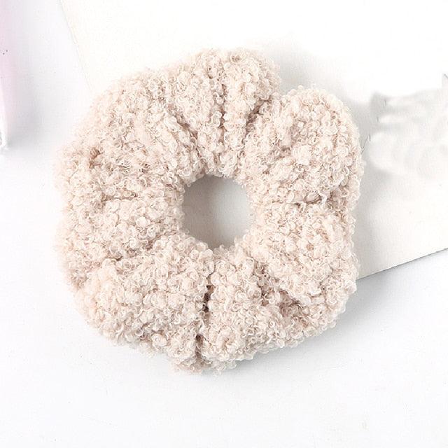 New Women Cute Teddy Velvet Scrunchies Elastic Hair Band Faux Fur Hair Rope Girl's Hair Tie Accessories Ponytail Holder Accessories for Women And Girls Stevvex