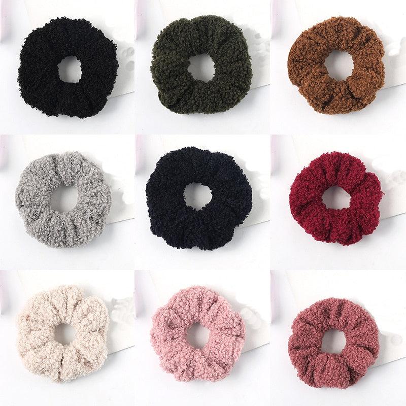 New Women Cute Teddy Velvet Scrunchies Elastic Hair Band Faux Fur Hair Rope Girl's Hair Tie Accessories Ponytail Holder Accessories for Women And Girls Stevvex