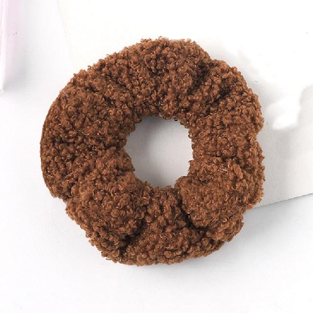 New Women Cute Teddy Velvet Scrunchies Elastic Hair Band Faux Fur Hair Rope Girl's Hair Tie Accessories Ponytail Holder Accessories for Women And Girls Stevvex