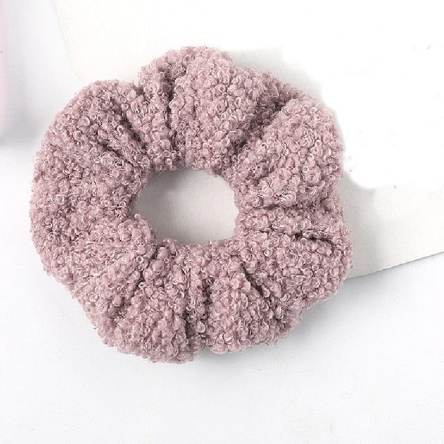 New Women Cute Teddy Velvet Scrunchies Elastic Hair Band Faux Fur Hair Rope Girl's Hair Tie Accessories Ponytail Holder Accessories for Women And Girls Stevvex