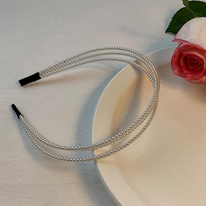 New Women Elegant Full Pearls Simple Hairbands Sweet Headband Hair Hoops Holder Ornament Head Band Lady Fashion Gorgeous Hair Accessories For Women Stevvex