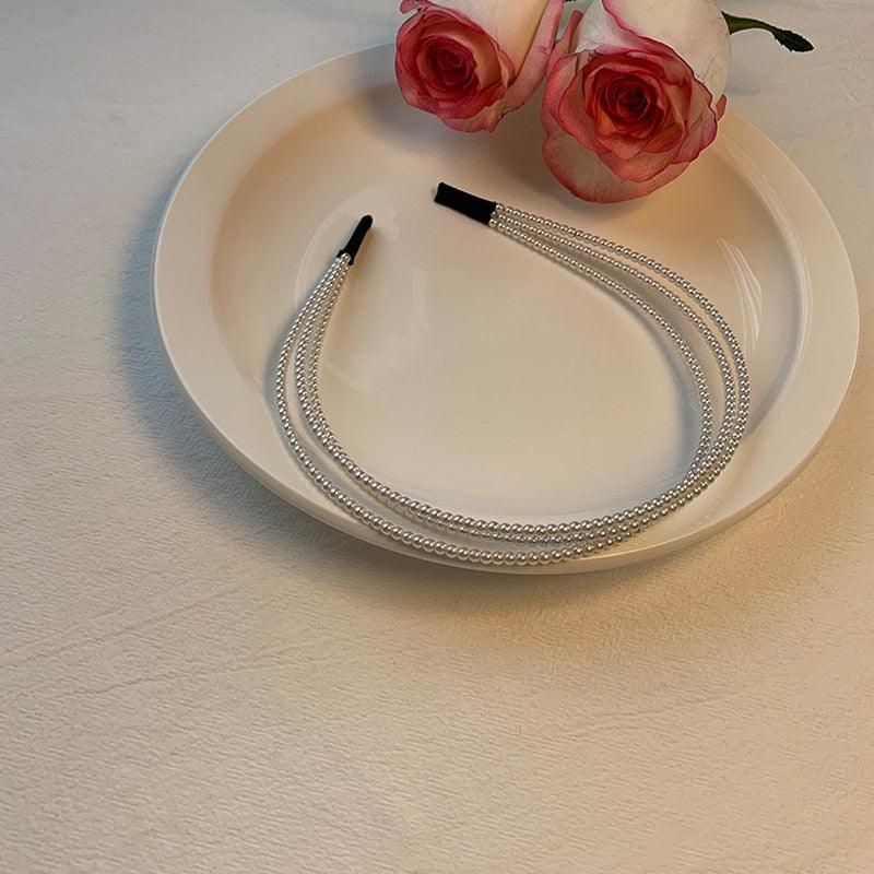 New Women Elegant Full Pearls Simple Hairbands Sweet Headband Hair Hoops Holder Ornament Head Band Lady Fashion Gorgeous Hair Accessories For Women Stevvex