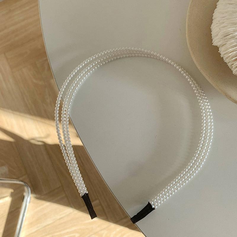 New Women Elegant Full Pearls Simple Hairbands Sweet Headband Hair Hoops Holder Ornament Head Band Lady Fashion Gorgeous Hair Accessories For Women Stevvex