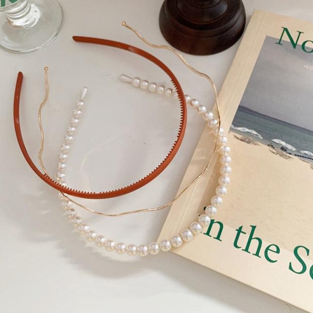 New Women Elegant Full Pearls Simple Hairbands Sweet Headband Hair Hoops Holder Ornament Head Band Lady Fashion Hair Accessories Stevvex