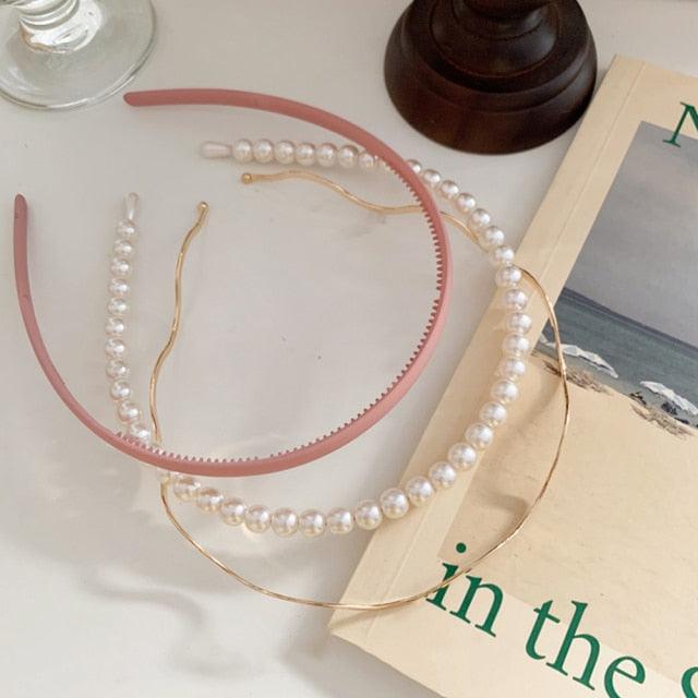 New Women Elegant Full Pearls Simple Hairbands Sweet Headband Hair Hoops Holder Ornament Head Band Lady Fashion Hair Accessories Stevvex