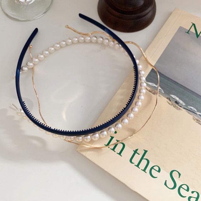 New Women Elegant Full Pearls Simple Hairbands Sweet Headband Hair Hoops Holder Ornament Head Band Lady Fashion Hair Accessories Stevvex