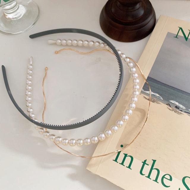 New Women Elegant Full Pearls Simple Hairbands Sweet Headband Hair Hoops Holder Ornament Head Band Lady Fashion Hair Accessories Stevvex