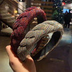 New Women Hairband Cross Knot Braid Twist Headband Adult Autumn Winter Shiny Color Headwear Wide Side Turban Gorgeous Hair Accessories For Women Stevvex