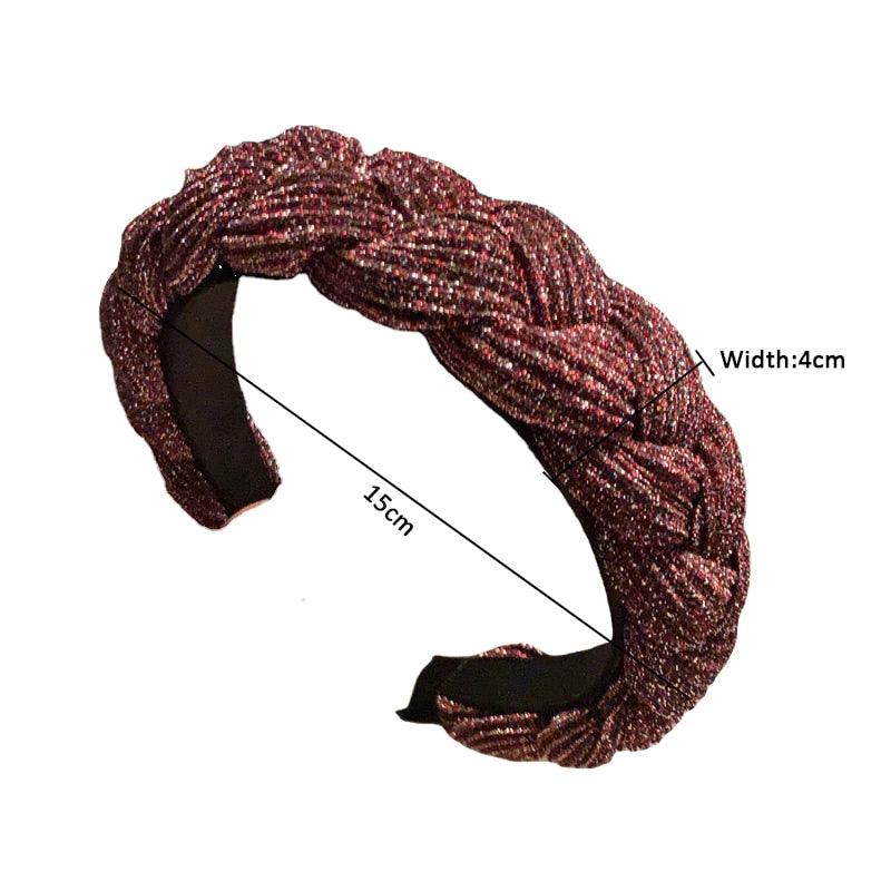 New Women Hairband Cross Knot Braid Twist Headband Adult Autumn Winter Shiny Color Headwear Wide Side Turban Gorgeous Hair Accessories For Women Stevvex