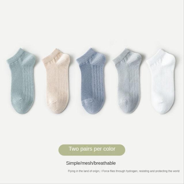 New Women Mesh Short Socks Invisible Ankle Socks Pack Ladies Spring Summer Breathable Thin Boat Socks Set Stevvex