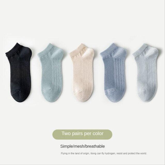 New Women Mesh Short Socks Invisible Ankle Socks Pack Ladies Spring Summer Breathable Thin Boat Socks Set Stevvex