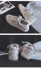 New Women Sneaker Fashion Breathble Vulcanized Shoes Platform Lace Up Casual White Tenis Sneakers Women Play Fashion Sneaker Low Top Elastic Canvas Flat Sneakers