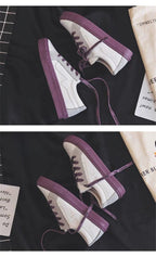 New Women Sneaker Fashion Breathble Vulcanized Shoes Platform Lace Up Casual White Tenis Sneakers Women Play Fashion Sneaker Low Top Elastic Canvas Flat Sneakers